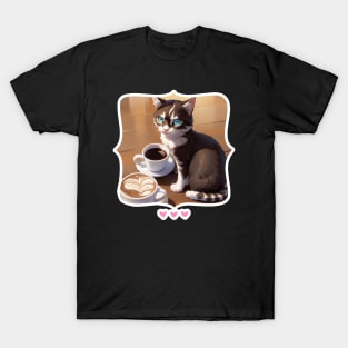 cat coffee lover T-Shirt